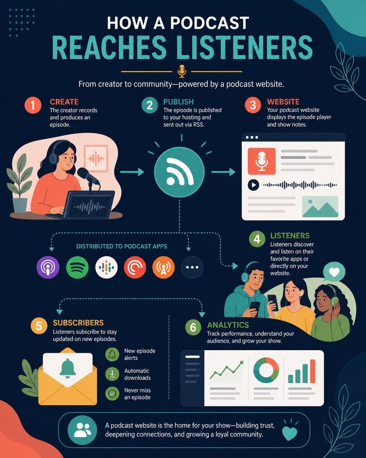 Podcast publishing journey from recording to audience growth